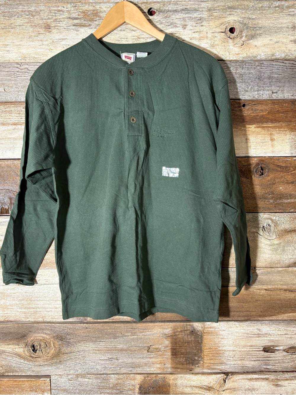 Vintage green Levi's long-sleeve thermal henley shirt